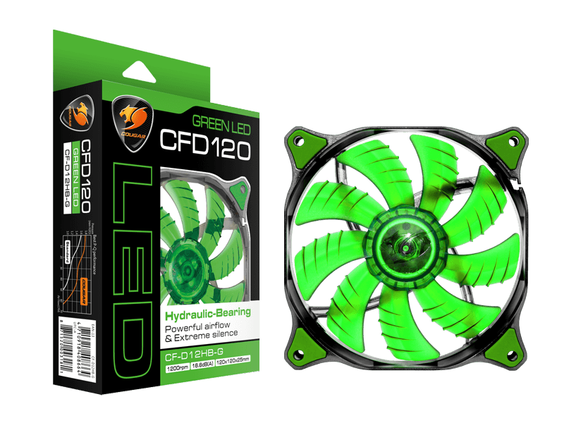 מאוורר למארז Cougar CFD series Green LED 120MM