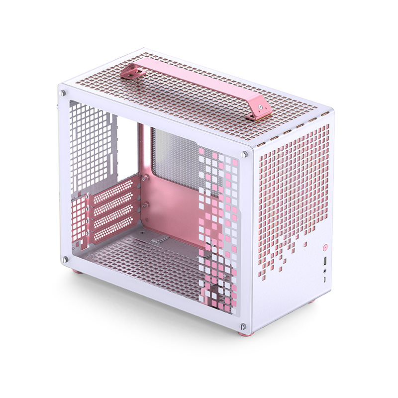 מארז Jonsplus Z20 Tempered Glass Pink/White Mini-ITX צבע לבן ורוד