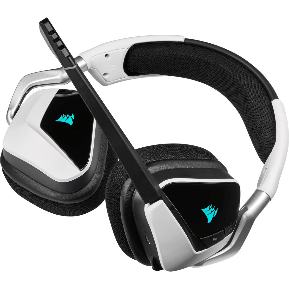 אוזניות Corsair VOID RGB 7.1 Wireless - White בצבע שחור לבן – תמונה 2
