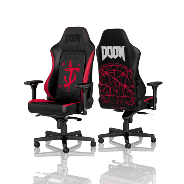 ⁦כיסא גיימינג Noblechairs HERO DOOM Edition Gaming Chair Black/Red צבע שחור אדום⁩ – תמונה ⁦2⁩