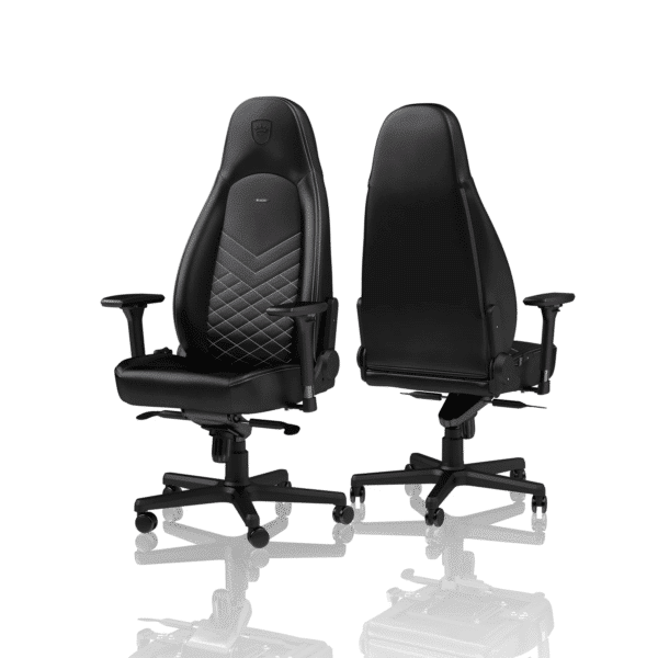 ⁦כיסא גיימינג Noblechairs ICON Gaming Chair Black/Platinum White צבע שחור ולבן פלטינום⁩ – תמונה ⁦2⁩