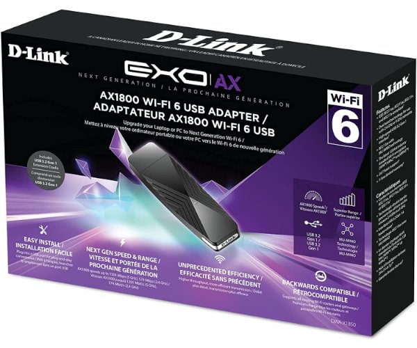 כרטיס רשת אלחוטי D-Link AX1800 Wi-Fi 6 USB Adapter DWA-X1850