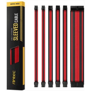 סט כבלים מאריכים לספק כוח Antec PSU Sleeved Extension Cable Kit Black/Red