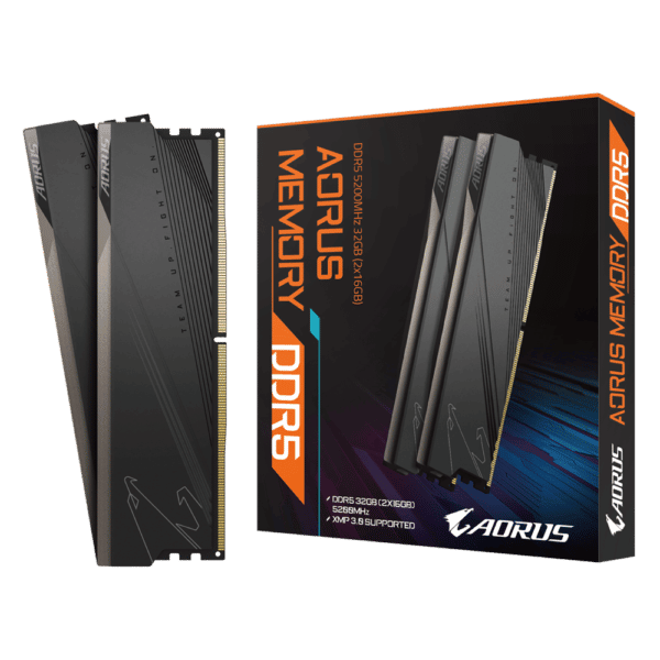זיכרון Gigabyte 32GB KIT (2x16GB) DDR5 5200MHz AORUS RGB C40
