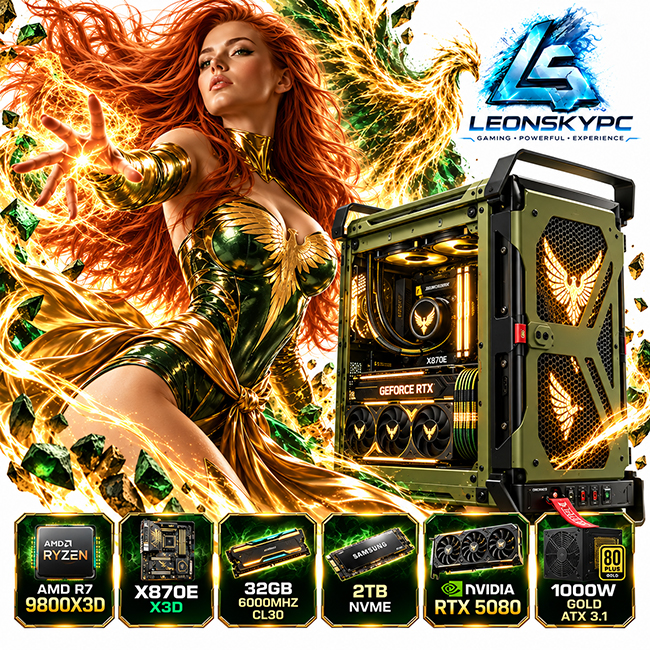WARTHOG-R7X3D-RTX5080-32GB-2TB-Green מחשב גיימינג חזק WARTHOG 9800X3D-RTX5080-32GB-2TB – תמונה 1