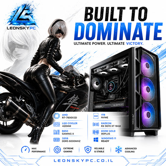 SpecialDeal-GamingPC-7800X3D-9070XT-32G1T-AX1000 מחשב גיימינג B2S-7800X3D-9070XT-32GB-1TB – תמונה 1